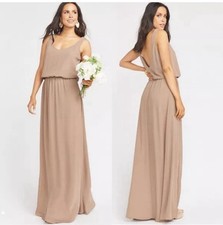 Show Me Your Mumu Kendall Maxi Dress Mocha Elastic Waist Women Sz XXS EUC