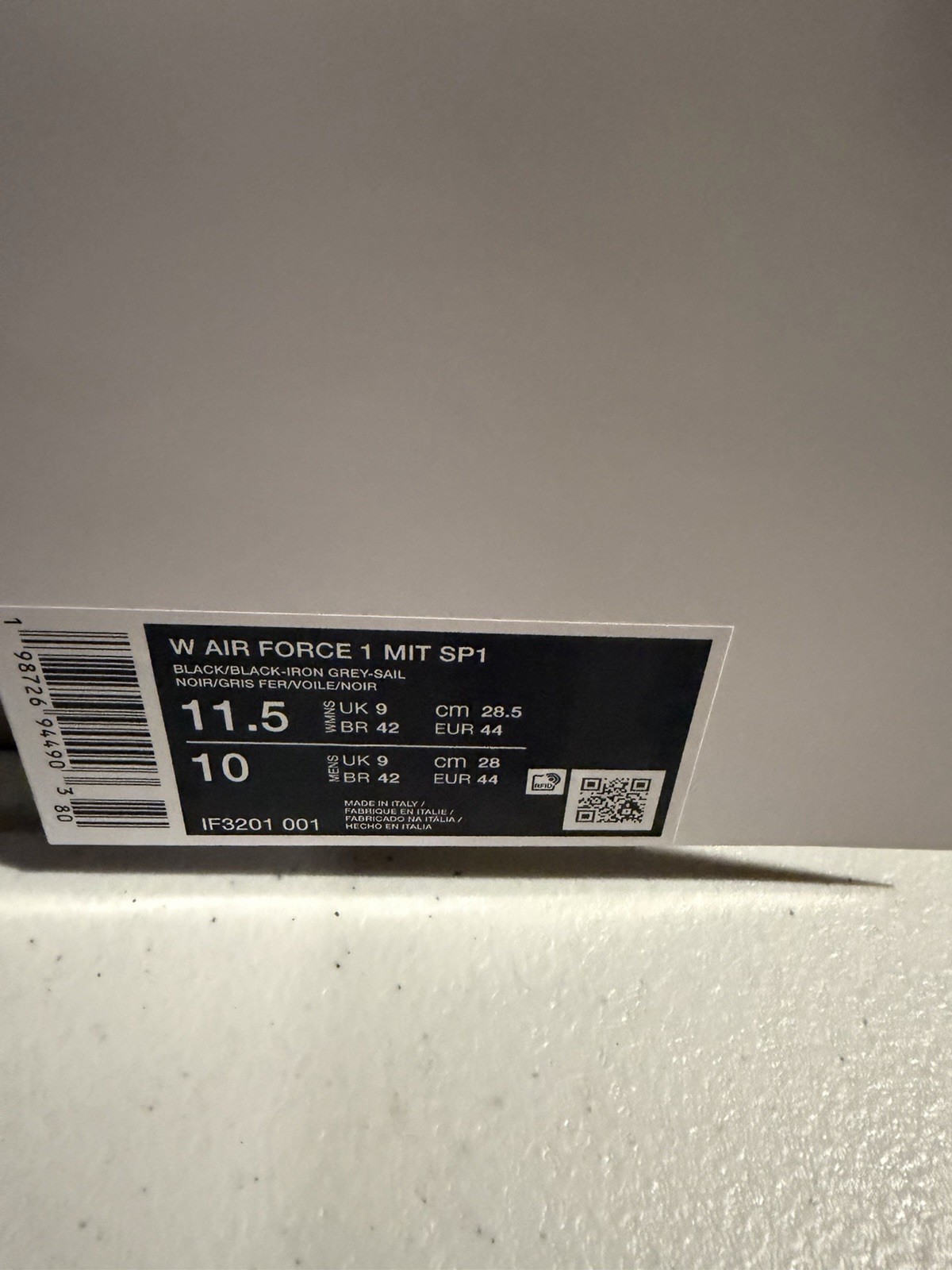 Women’s Air Force One Made In Italy Black Size 11.5 image 7