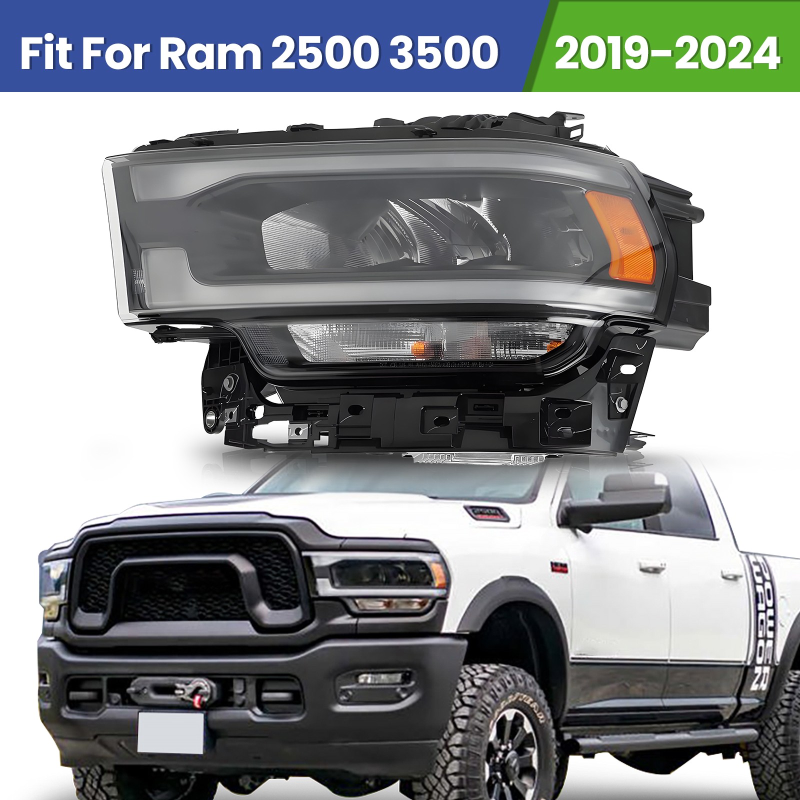 Full LED Headlight Black Reflector For 2019-2024 Ram 2500 3500 Left Driver Side