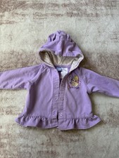 Vintage Winnie The Pooh Purple Button Front Jacket Baby Girl Hoodie Sz 3/6 Month