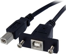 StarTech.com 1 ft Panel Mount USB Cable B to B - 1 Count Pack of 1 , Black