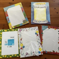 Computer Printer Paper 150+ Lot Sheets Birthday Hats Streamers Border Stationery