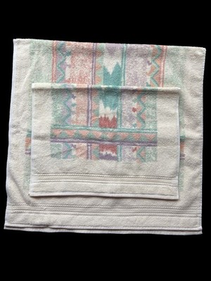 R.A Briggs Bath & Hand Towel SW desert Pastels Vintage Texture Cotton