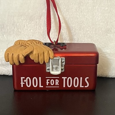 Hallmark Christmas Ornament Fool For Tools 2009 Tool Box 3D Work Gloves Gift