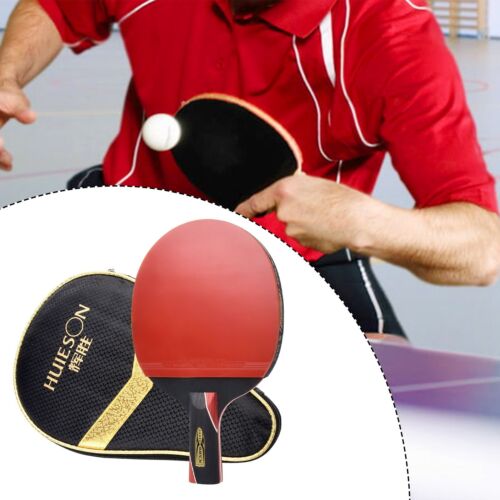 Racchetta da ping pong professionale in carbonio + astuccio per racchetta con impugnatura lunga/corta - Foto 1 di 47