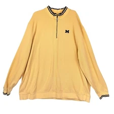 Cutter And Buck Heritage Men’s 4XLT Yellow Michigan 1/4 Zip Pullover Long Sleeve