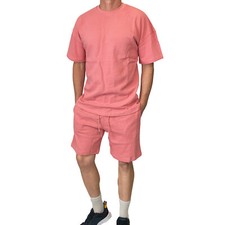 Mens T Shirt Shorts Tracksuit Set Pink Medium RRP  60 Boohoo Man Summer Set