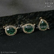 Natürlicher Diamant Smaragd Edelstein 14k Massiv Gelbgold Anschluss 1 PC Befund