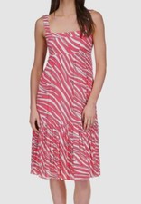 Michael Kors Women's Red Zebra Sleeveless Midi Dress Size XL