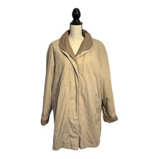 Vintage Haband Women's Khaki Chore Coat Removable Plaid Liner Size Large