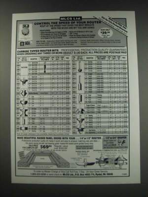1991 MLCS Router Bits Ad - Control the speed of your router | eBay
