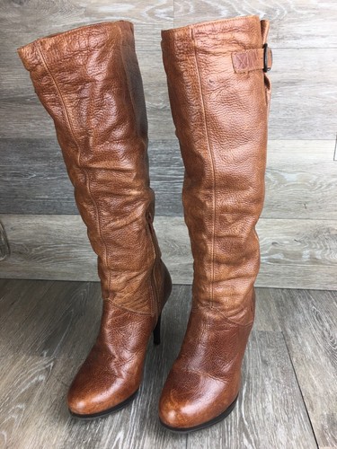 Escarpins Cathy Jean En Cuir Brun Brésil - Taille 7.5 US - Talons Compensés Ultra Hauts - Occasion Bon État