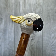 Cane Walking Stick Wooden carved Handmade - Parrot Cockatoo