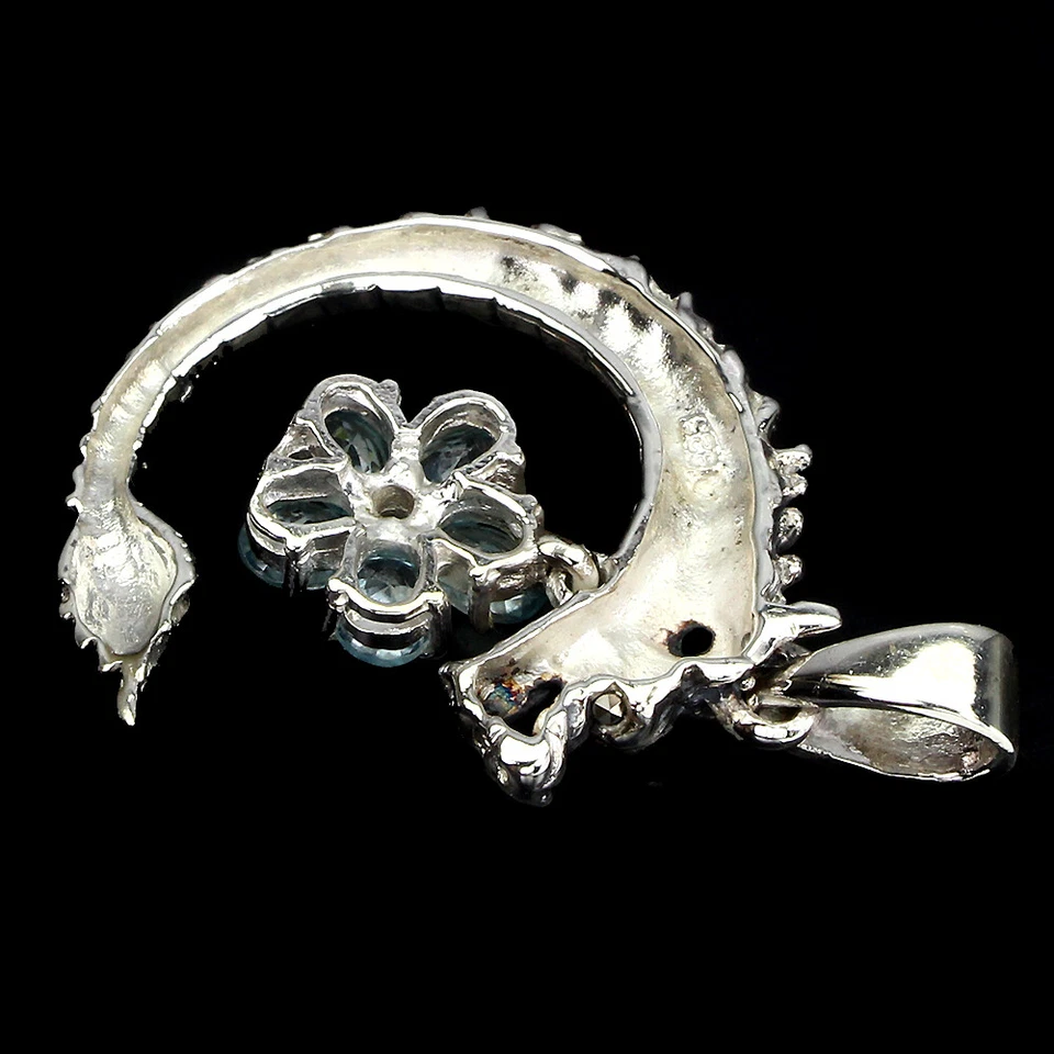 Pendente Ovale In Argento Sterling 925 Zircone Pietra Naturale Gioiello Regalo - Immagine 3 di 4