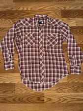 Vintage Wrangler Plaid USA MADE Pearl Snap Mens 16.5 Shirt Long Plaid Western