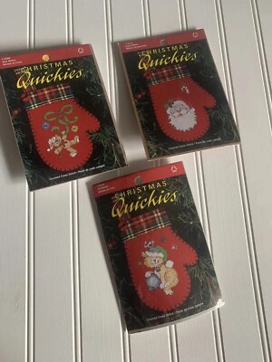 Christmas Ornaments Cross Stitch 3 Kits Quickies Needle Point Craft NIP