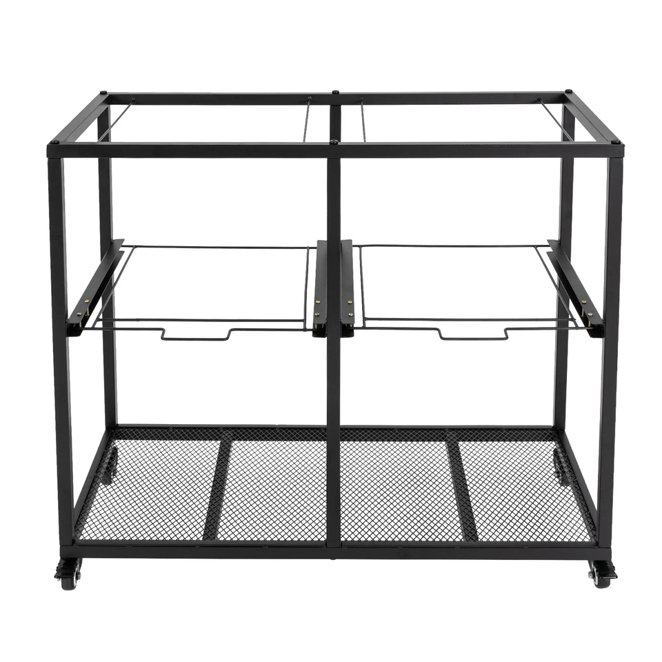 2 Tiers 4 Drawers Rolling Metal Hanging File Cart Mobile Storage Organizer Black - Image 3 of 4