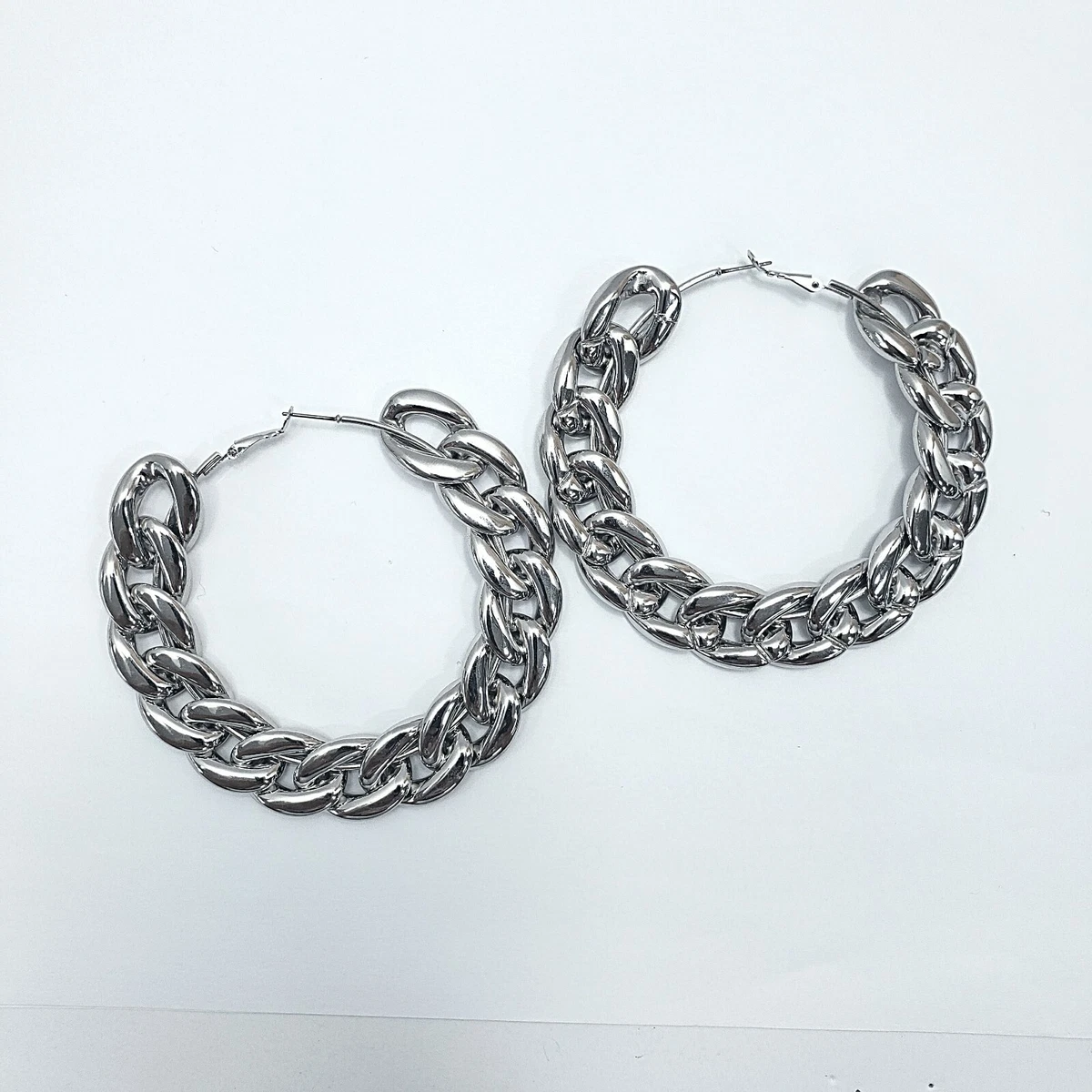 Silver-Toned Circular Hoop Earrings