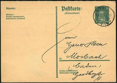 Briefmarken-Ganzsachen aus dem deutschen Reich (1918-1932)