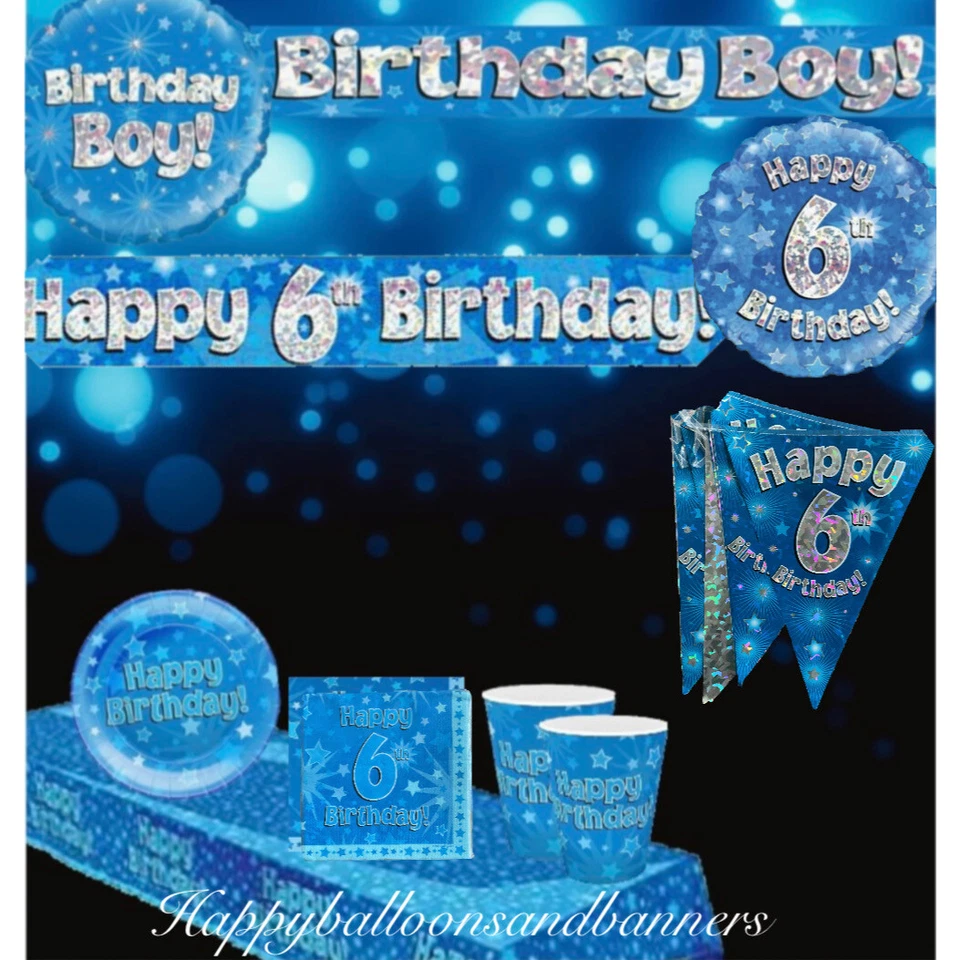 OAKTREE Age 6 / 6th Birthday Blue Themed Party Decorations & Party Table Decorations