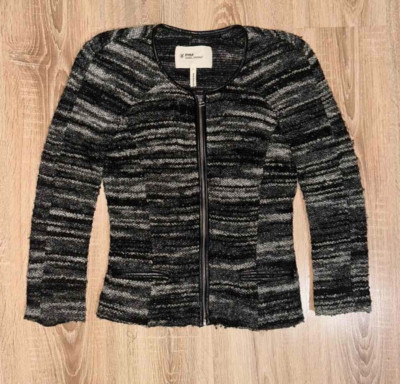 Etoile Isabel Marant Damen schöne warme Wolle Leder Mode Reißverschluss Jacke Gr. 2