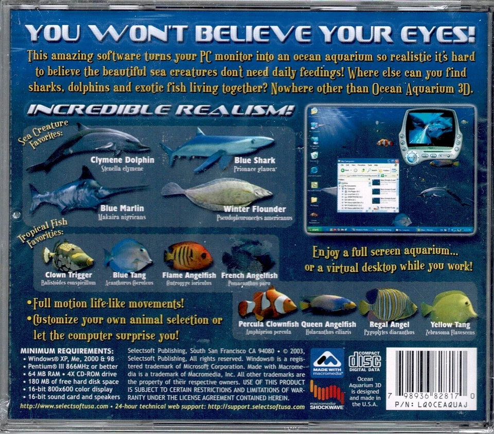 Ocean 3D Aquarium Screensavers Pc New XP 12 Realistic Tropical Fish to Dolphins - Image 2 of 2