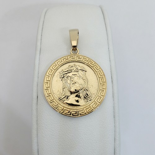 Solid 18K Yellow Gold Jesus Pendant 