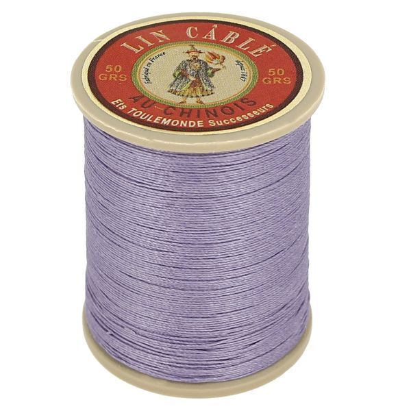 Fil de lin câblé glacé Au Chinois n° 832 couleur Mauve 497 en bobine de 375m