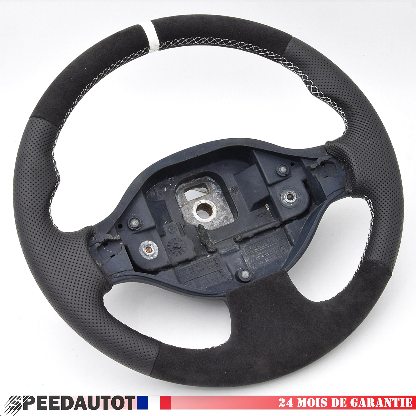 Volant Clio II RS cuir Nappa perforé, Alcantara et centreur