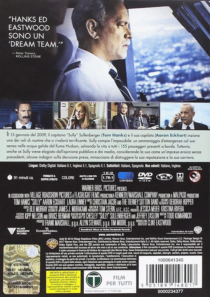 Dvd SULLY di Clint Eastwood con Tom Hanks nuovo sigillato 2016 - Immagine 2 di 2