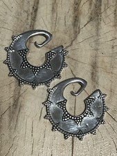 PAIR 6g 4mm WHITE BRASS HANGING HOOPS EAR WEIGHTS PLUGS TUNNELS STRETCH GAUGE