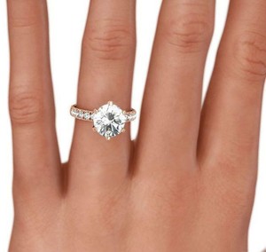 6 Clavijas Estate SI2 Diamante Anillo de forma redonda Mujer 2 quilates 14  quilates de oro rosa rojo | eBay