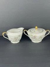 Dogwood By Tirschenreuth Creamer & Sugar Bowl With Lid Bavaria 1147