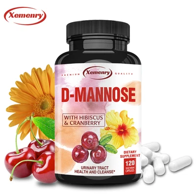 XEMENRY D-Mannose 1400mg - Cranberry - UTI Support, Bladder Control Health,Cleanse,Detox