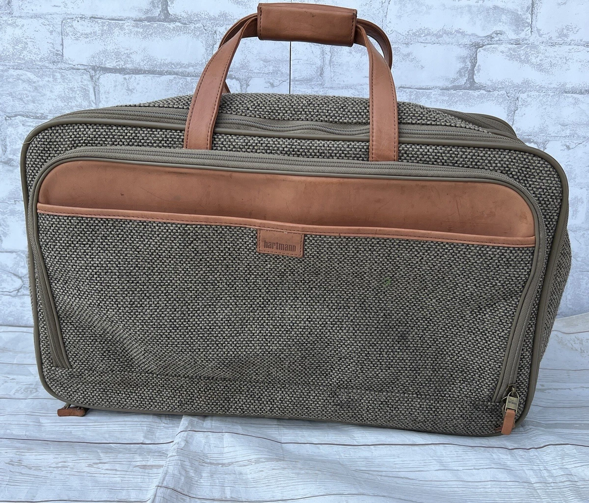 Vintage Hartmann Weekender Tweed Leather 21