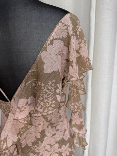 Mr K Champagne & Dusty Pink Chiffon Fully Lined Cocktail Formal Dress Size 10 - Picture 12 of 21