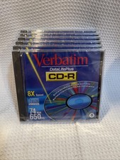Lot Of 6 Verbatim Data Life Plus CD-R With Cases 8X Speed 74 Min 650 MB, NEW