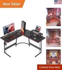 Modern Black 47 inch L-Shaped Desk for Gamers - Carbon Fiber & Adjustable Height