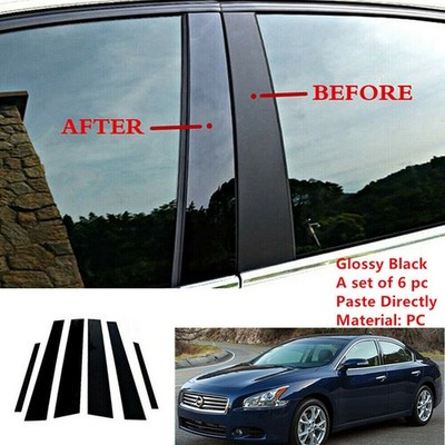 6Pcs Black Door Molding Pillar Posts Trim Cover  For Nissan Maxima 2009-2015