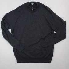 Peter Millar Sweater Mens XL Gray Merino Wool Silk Blend Quarter Zip Pullover