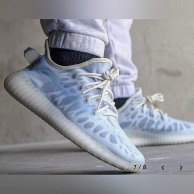 Adidas Yeezy Boost 350 V2 Mono Ice Blue Canvas Shoes Mens 8