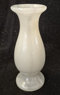 Vintage Onyx Sockel Urnenform Knospenvase cremeweiß 15 cm H