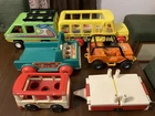 Lot Of Vintage 70s Fisher-Price Little People Accessories, Vehicles Car Mini Bus