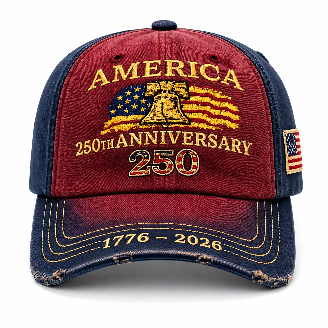 250th Anniversary Hat 1776-2026 Red & Blue America Adjustable Patriotic Cap