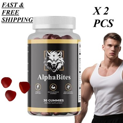 2BOTTLES Alpha Bites Gummies For Men ED Gummies Male BIGD 30pcs Improved Stamina