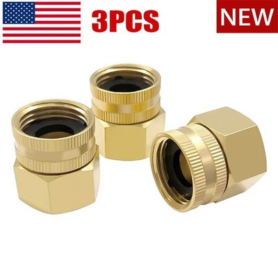3x Brass Garden Hose Adapter Connector 3/4'' GHT to 3/4'' NPT Thread Double Female