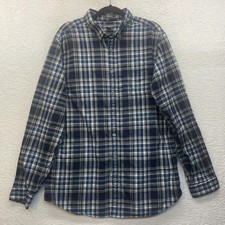 Eddie Bauer Shirt Mens Tall Extra Large Blue Plaid Flannel Slim Fit Button Down