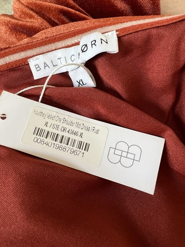 Baltic Born KOURTNEY Dress Size XL Velvet One Shoulder Rust NWT - Picture 6 of 6