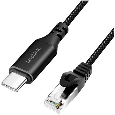 LogiLink CU0415 Black 7.50M USB-C TO RJ45 USB 3.2 Gen 1 Plug Adapter Cable