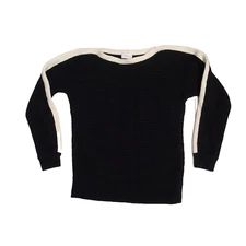 Club Monaco 100% Cashmere Boatneck Sweater Black white trim Size xs